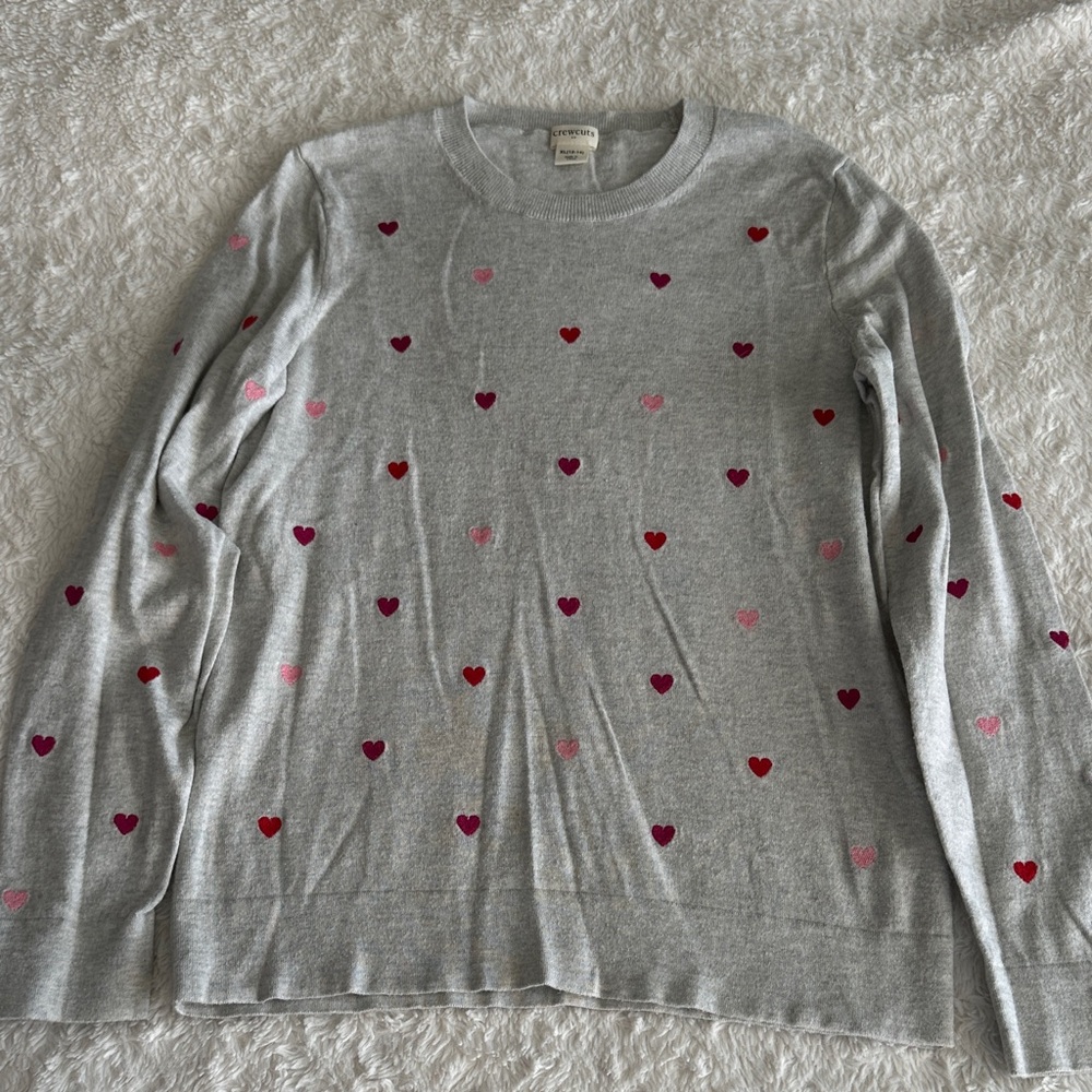 Crewcuts JCrew girls size 12-14 gray heather lightweight heart sweater